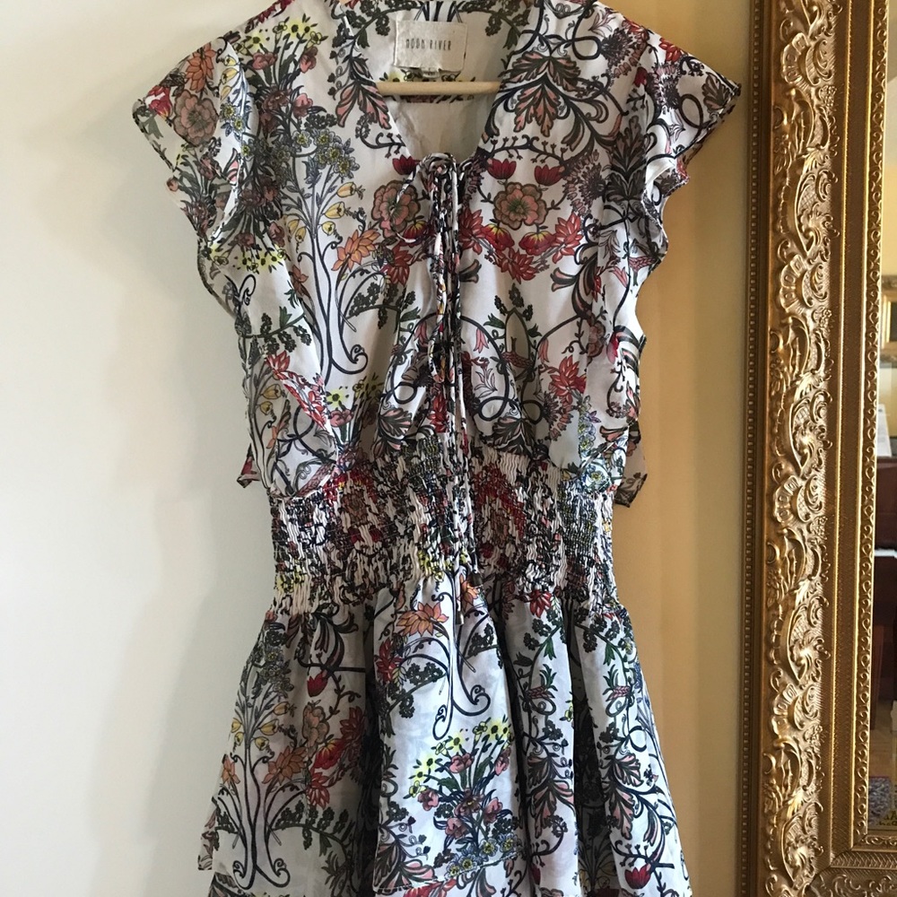 Off White Floral Mini Dress